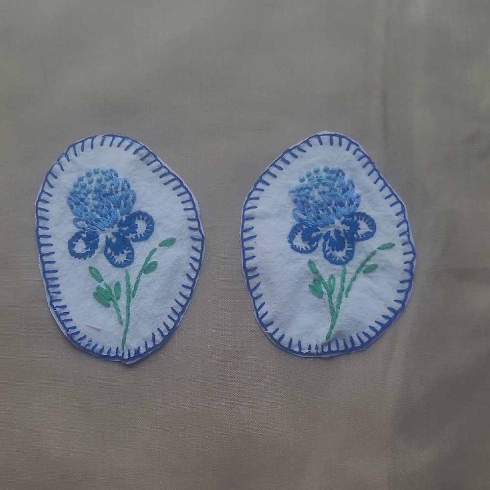 Vintage Embroidered Table Runner Recycled Floral Patches Set Of 2